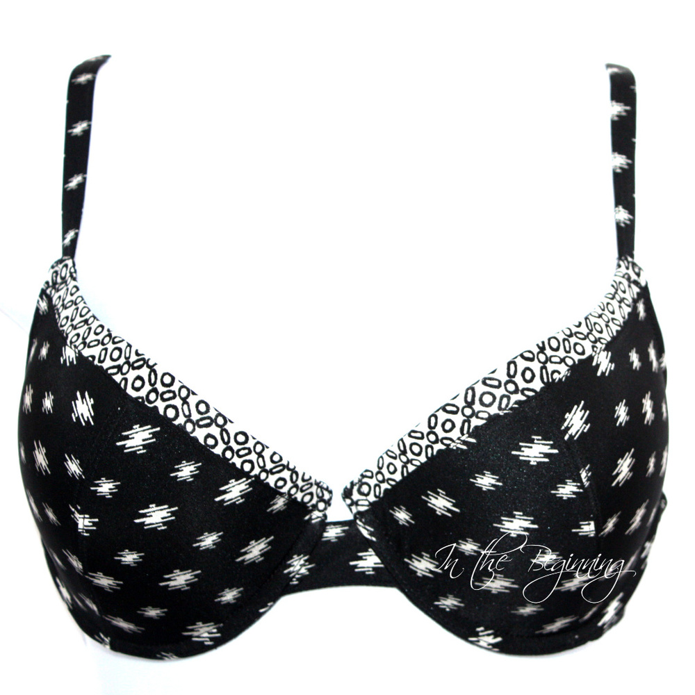 Calida 36C Black White Lined Contour Bra NWT